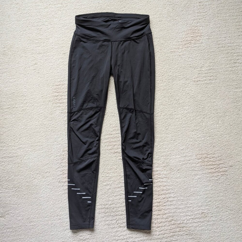 LN Craft Sportswear Women's Large 10 12 Black Running Tights Leggings Zip Ankles